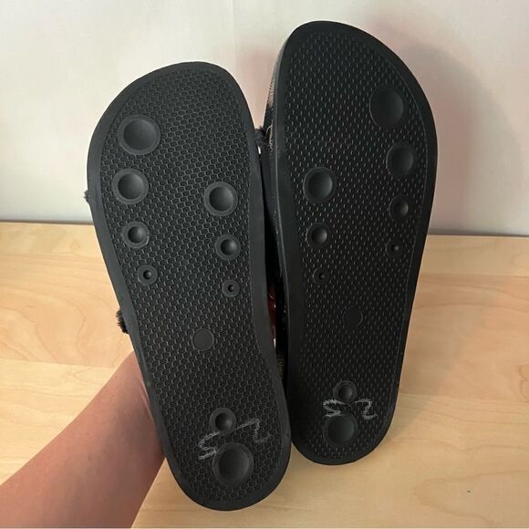 NEW Johnny Was Calme black leather astrology fur lined slip on slide sandals 9 - Picture 5 of 8